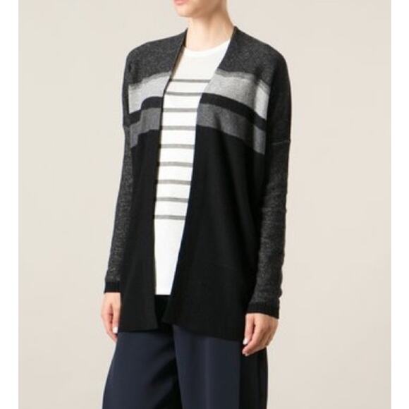 Vince Variegated Marble-Print Oversized Wool Cashmere Cardigan Women's XS - Picture 1 of 11